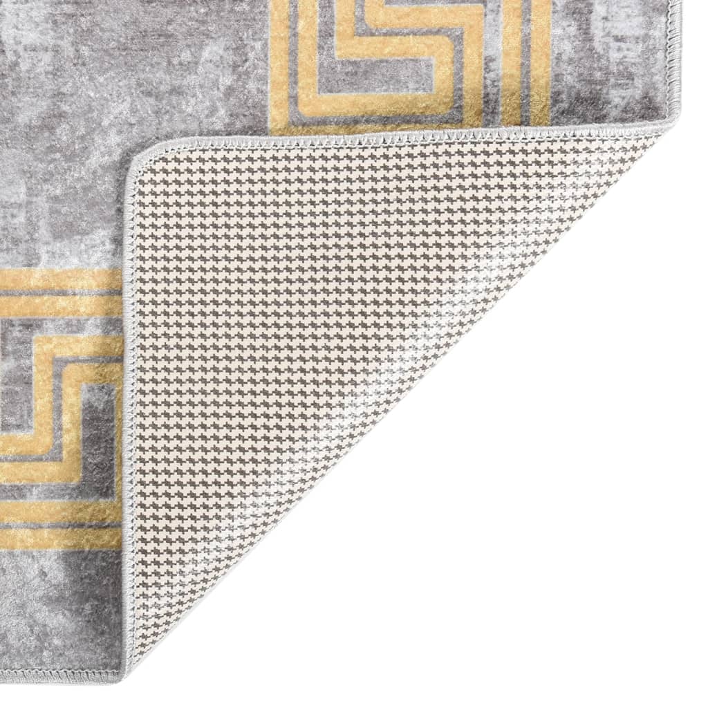 vidaXL Rug Washable Grey and Gold 150x230 cm Anti Slip