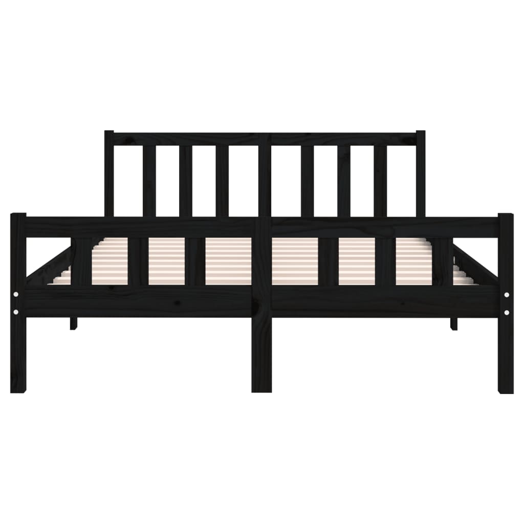 vidaXL Bed Frame without Mattress Black Solid Wood 140x190 cm