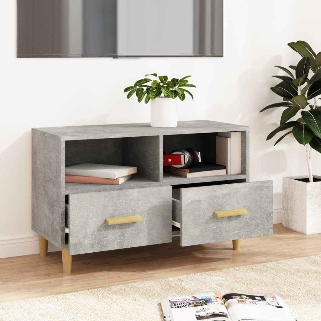 vidaXL TV Cabinet Concrete Grey 80x36x50 cm Engineered Wood