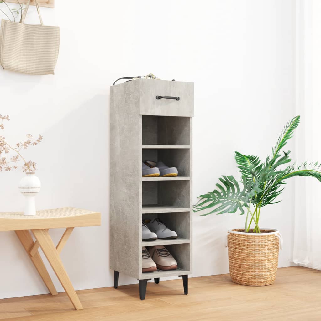 vidaXL Shoe Cabinet Concrete Grey 30x35x105 cm Engineered Wood