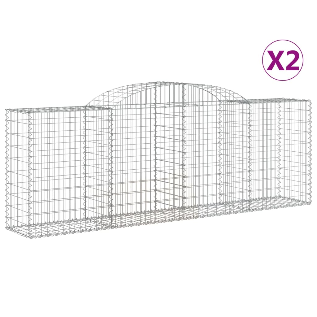 vidaXL Arched Gabion Baskets 2 pcs 300x50x100/120 cm Galvanised Iron