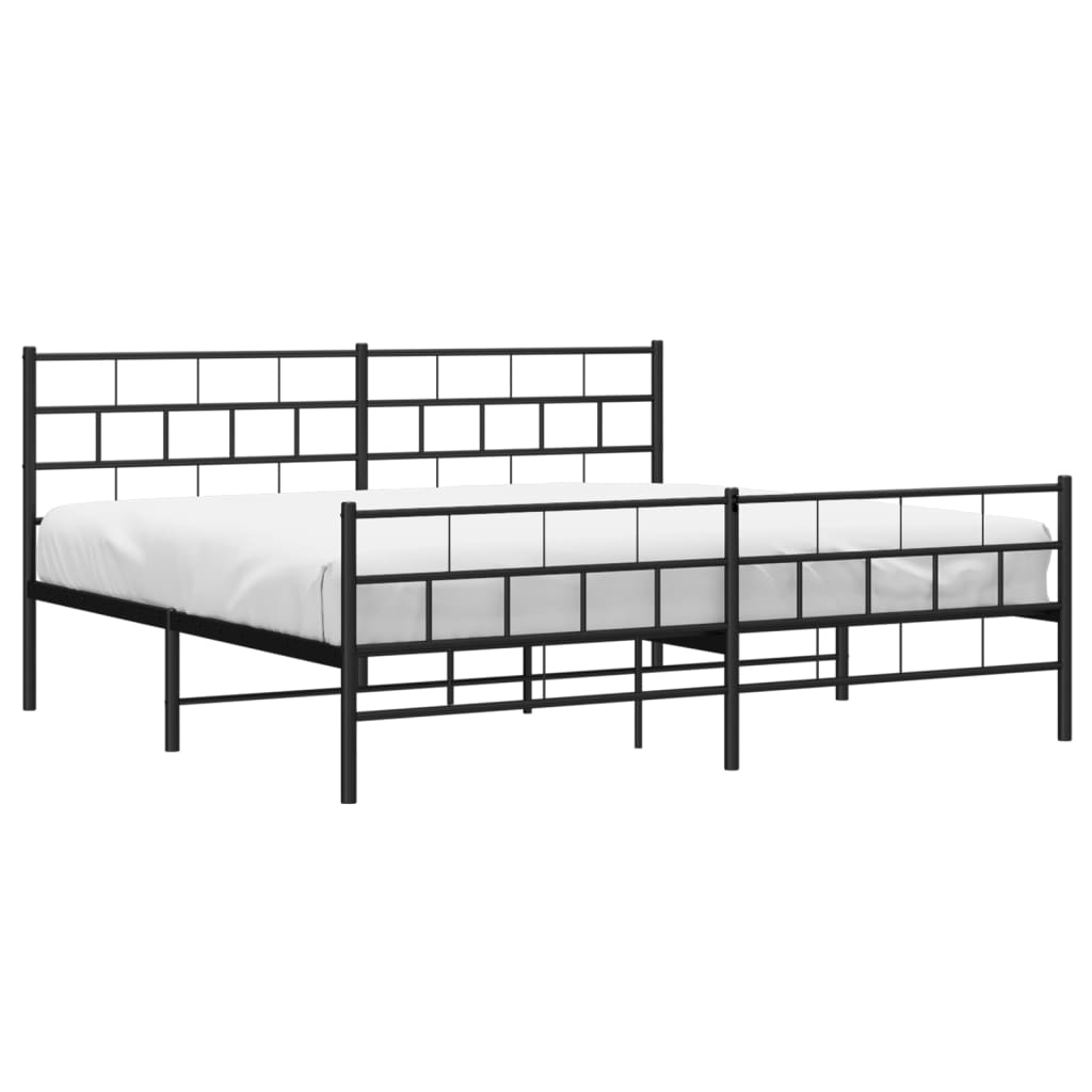 vidaXL Metal Bed Frame without Mattress with Footboard Black 193x203 cm