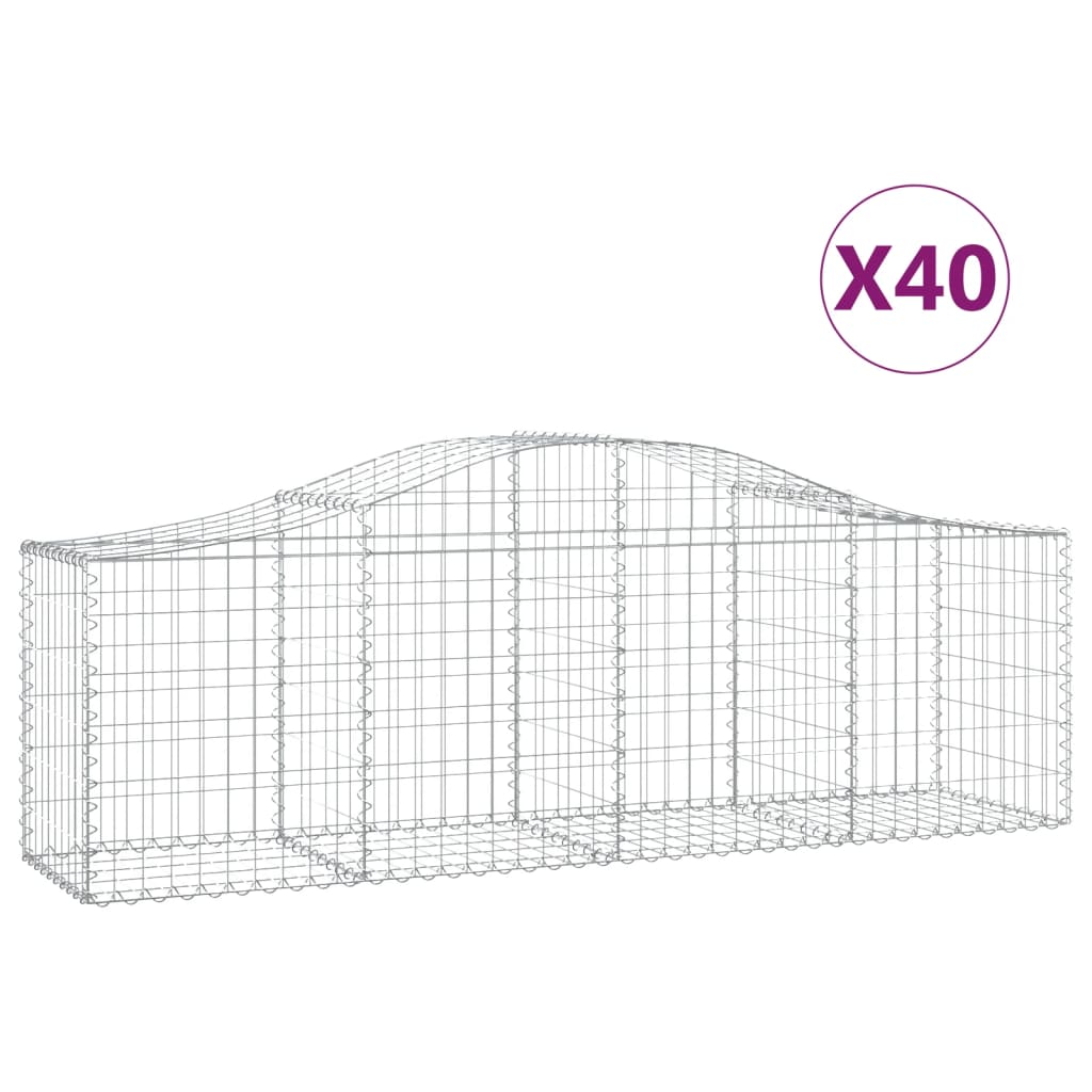 vidaXL Arched Gabion Baskets 40 pcs 200x50x60/80 cm Galvanised Iron