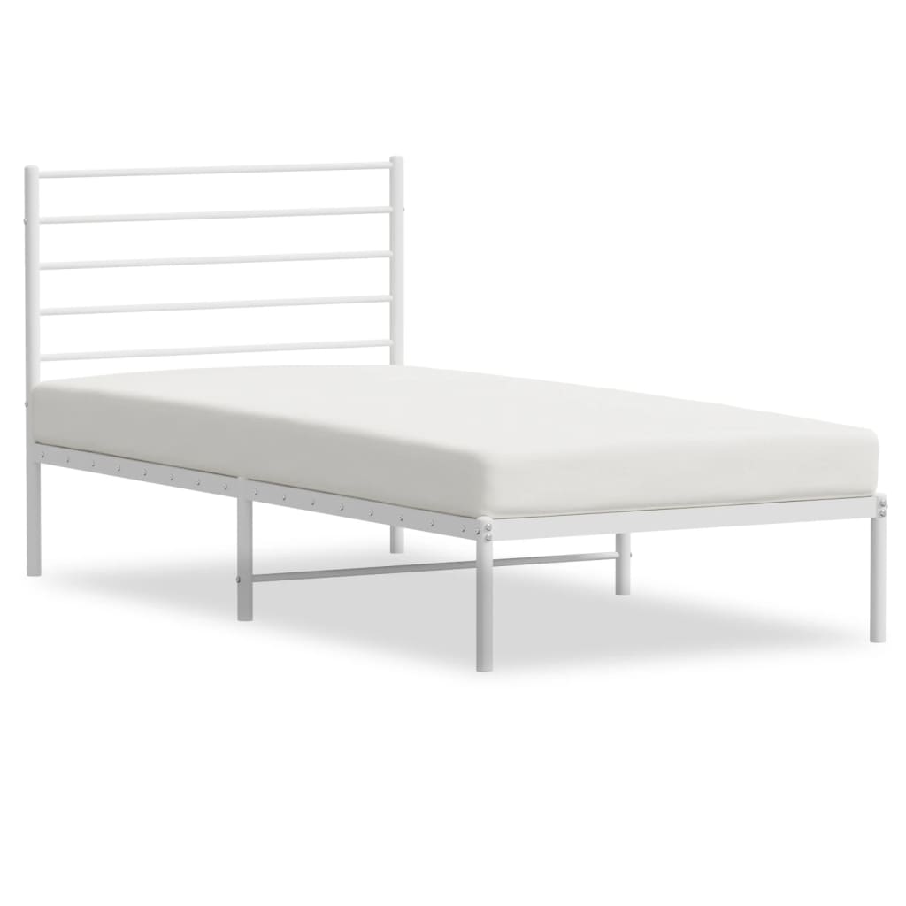 vidaXL Metal Bed Frame without Mattress with Headboard White 90x200 cm