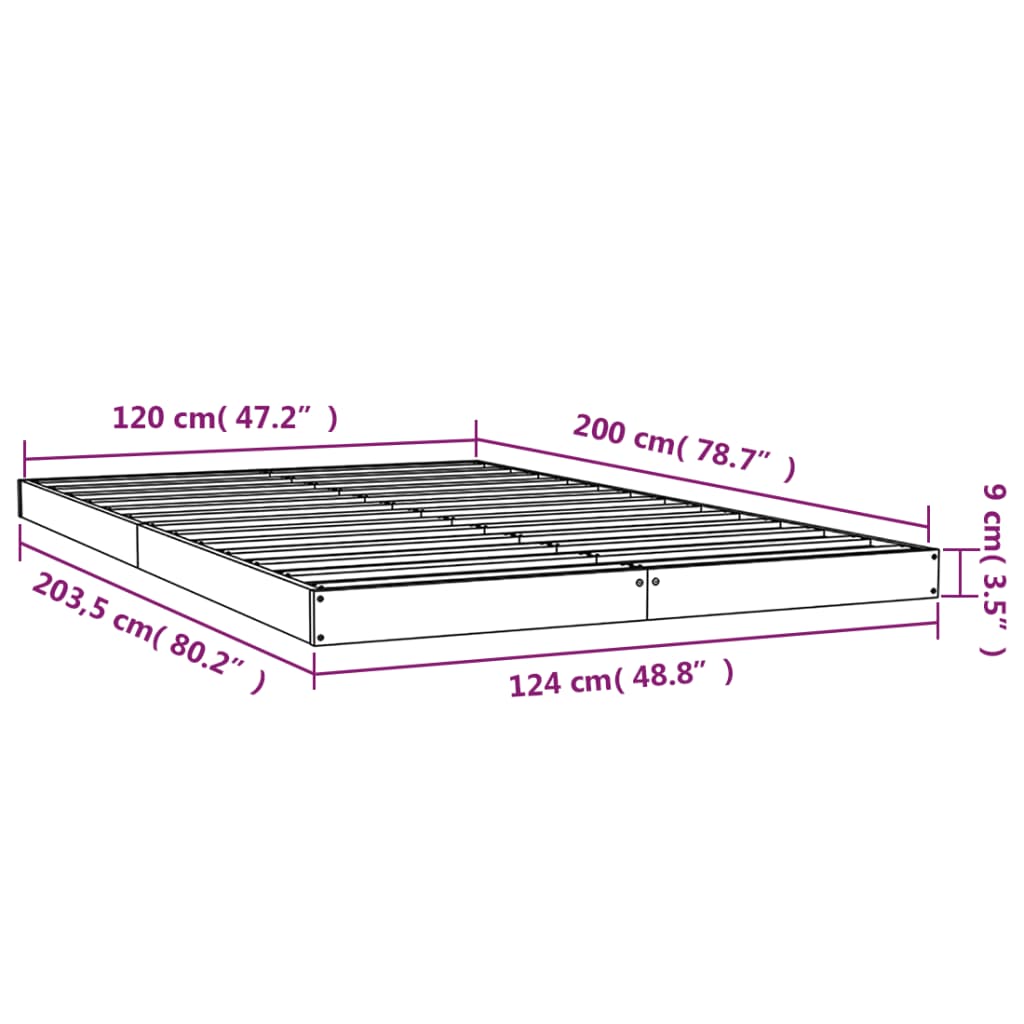 vidaXL Bed Frame without Mattress Honey Brown 120x200 cm Solid Wood Pine