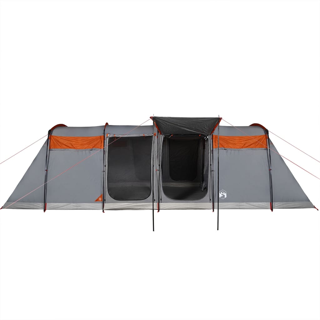 vidaXL Family Tent Tunnel 8-Person Grey and Orange Waterproof