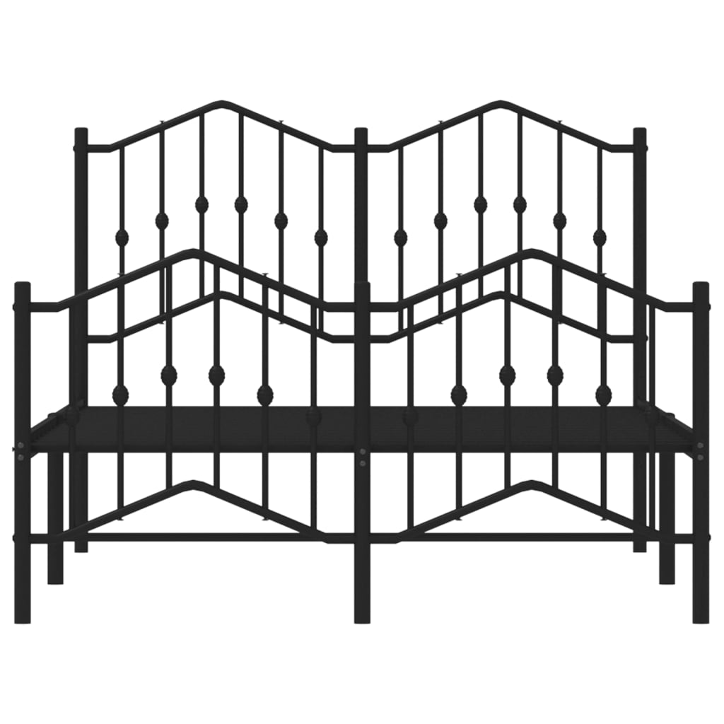 vidaXL Metal Bed Frame without Mattress with Footboard Black 120x190 cm Small Double