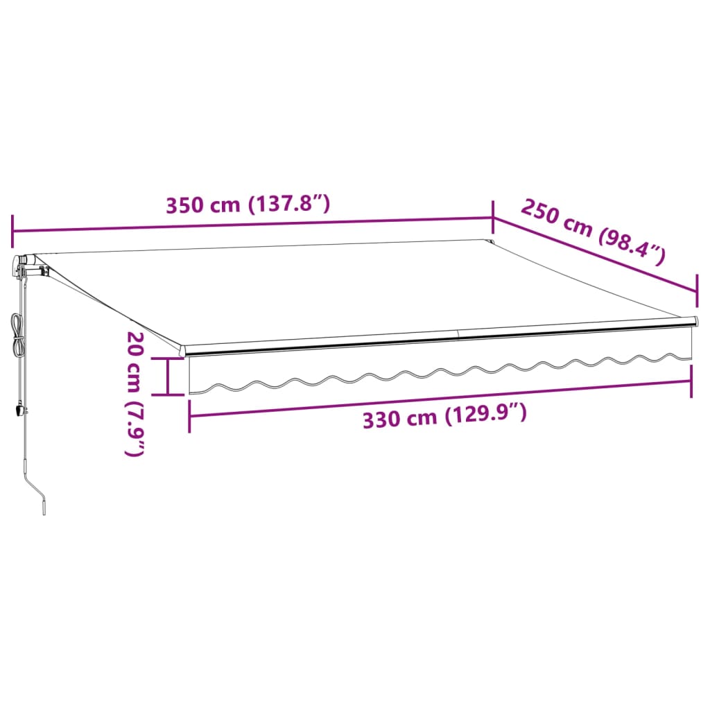 vidaXL Automatic Retractable Awning with LED Burgundy 350x250 cm