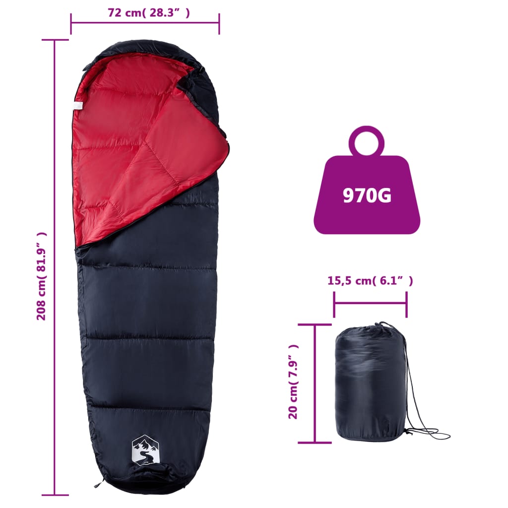 vidaXL Mummy Sleeping Bag for Adults Camping 3 Seasons