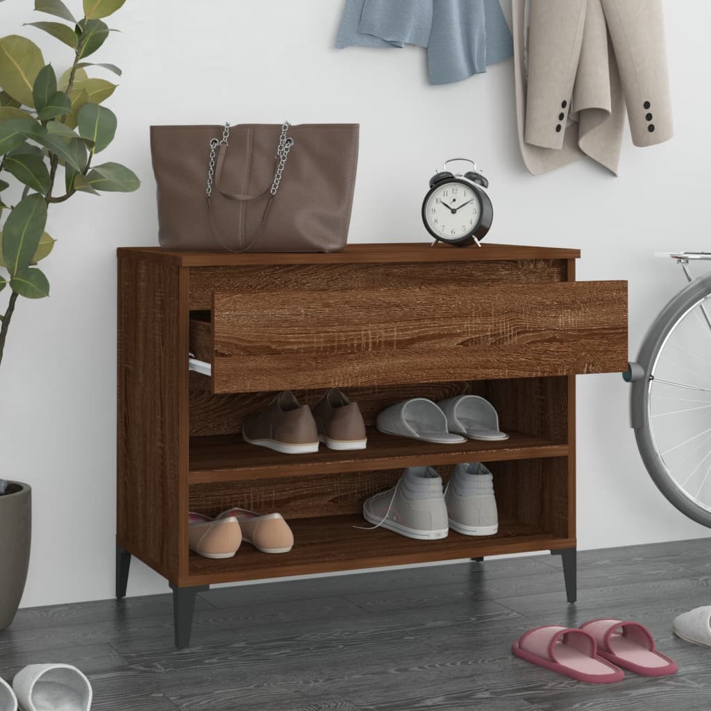 vidaXL Shoe Cabinet Brown Oak 70x36x60 cm Engineered Wood