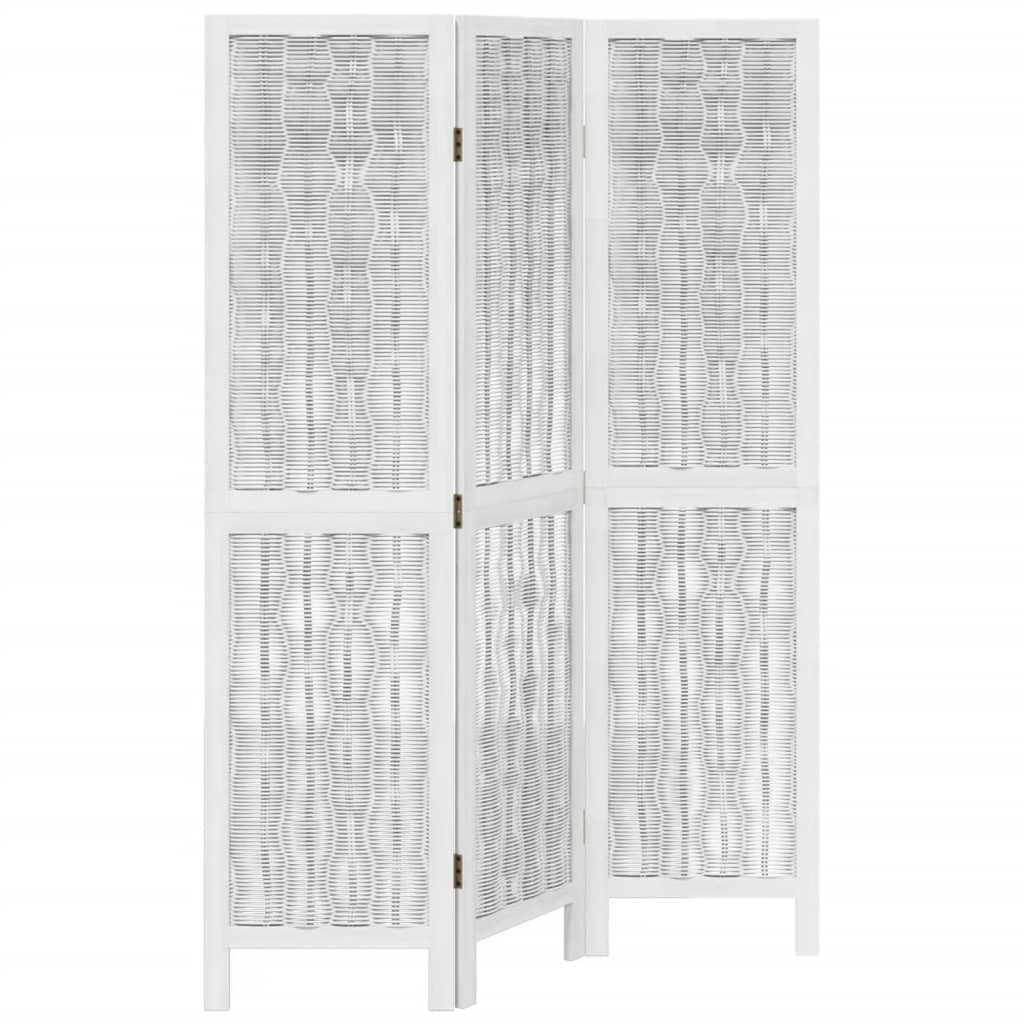 vidaXL Room Divider 3 Panels White Solid Wood Paulownia