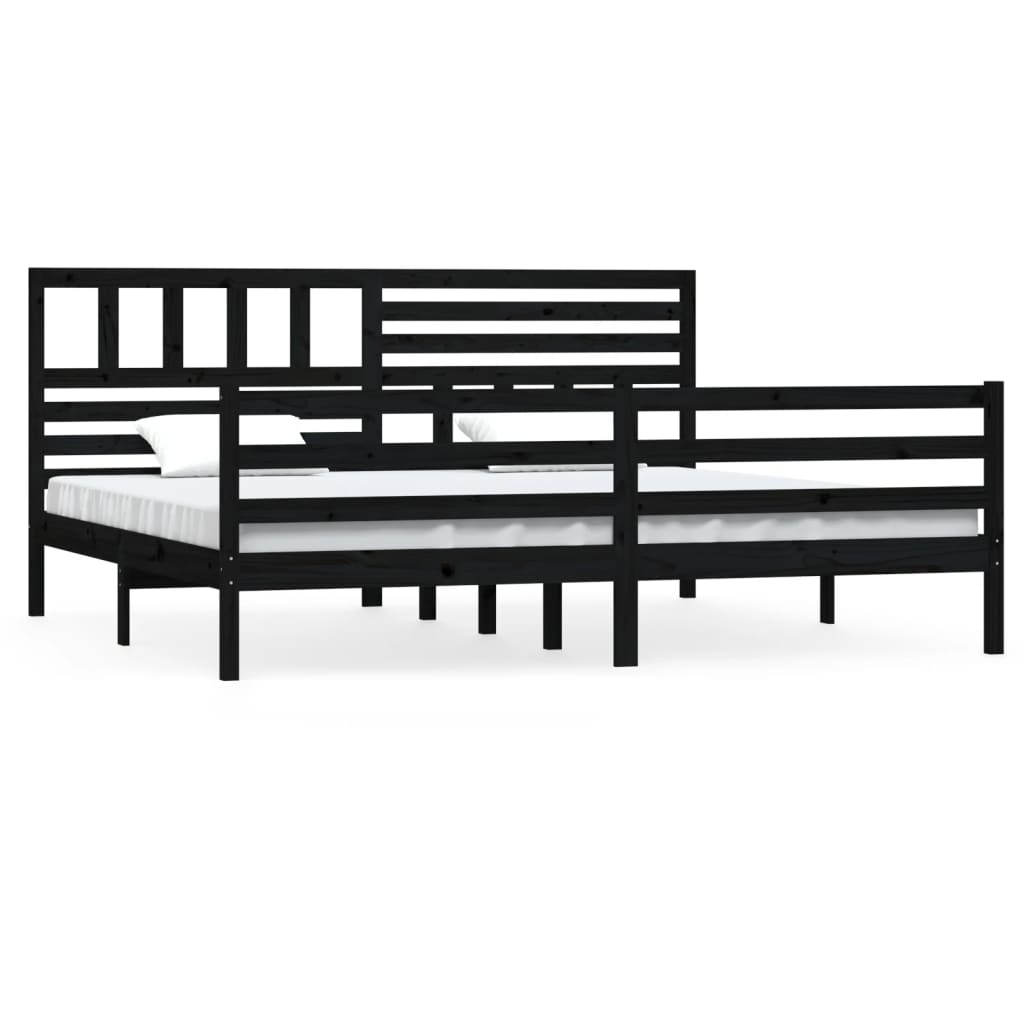 vidaXL Bed Frame without Mattress Black Solid Wood 200x200 cm