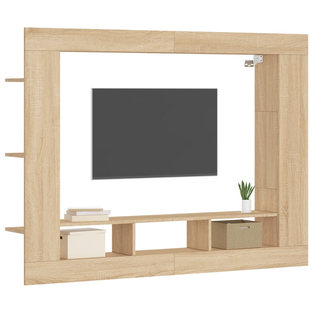 vidaXL TV Cabinet Sonoma Oak 152x22x113 cm Engineered Wood