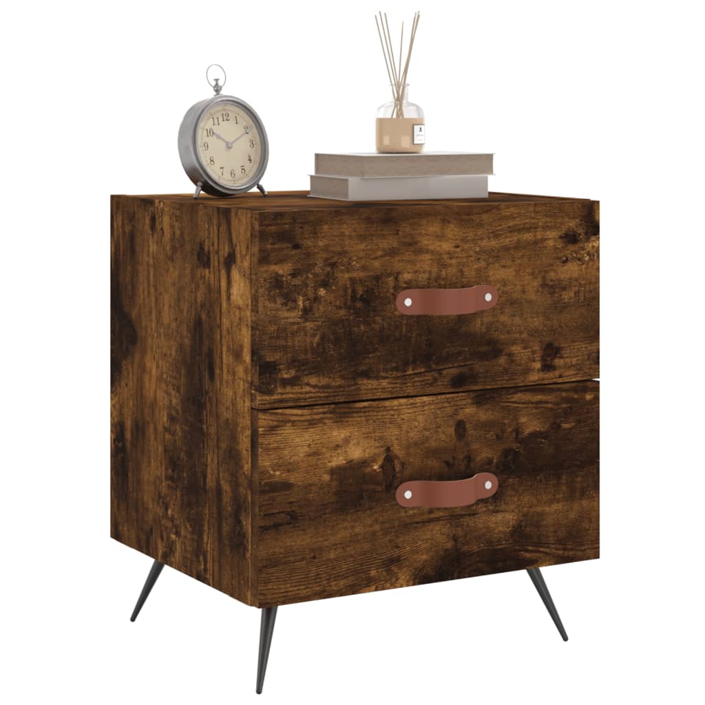 vidaXL Bedside Cabinet Smoked Oak 40x35x47.5 cm Engineered Wood