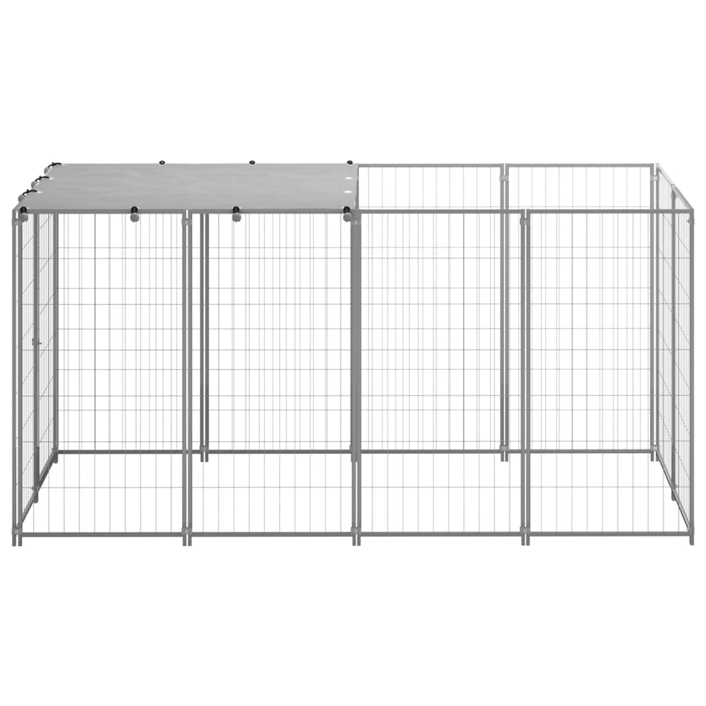 vidaXL Dog Kennel Silver 2.42 m² Steel