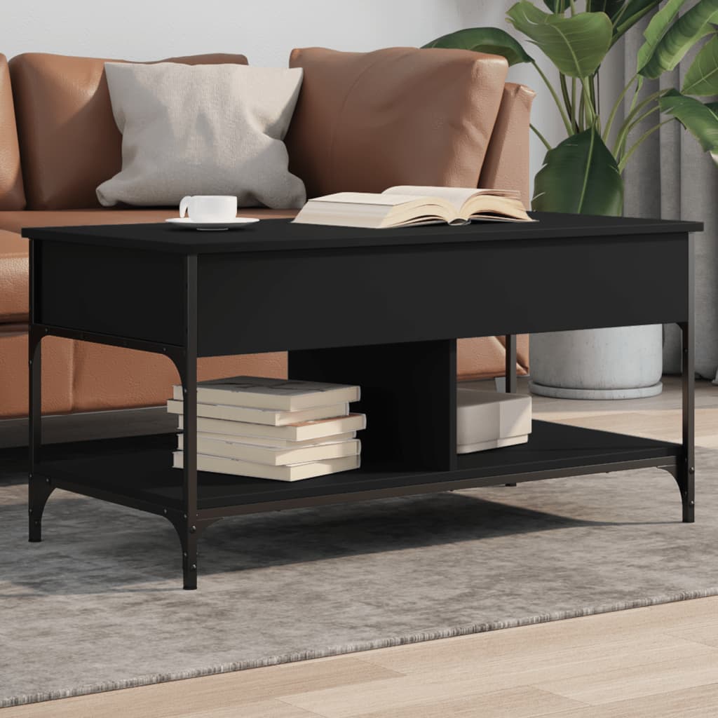 vidaXL Coffee Table Black 100x50x50 cm Engineered Wood and Metal