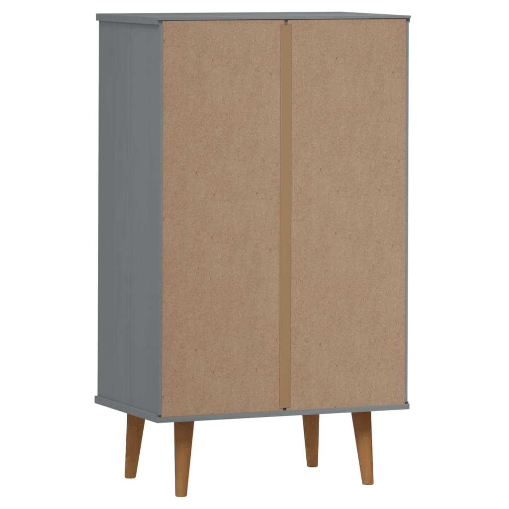 vidaXL Shoe Cabinet MOLDE Grey 59,5x35x103 cm Solid Wood Pine