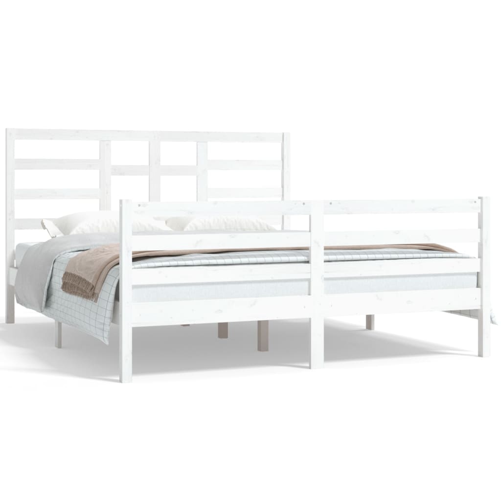 vidaXL Bed Frame without Mattress White Solid Wood 160x200 cm