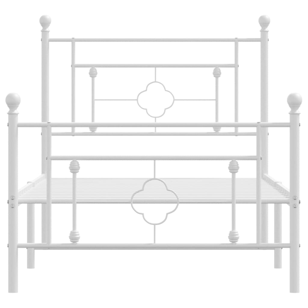 vidaXL Metal Bed Frame without Mattress with Footboard White 100x200 cm