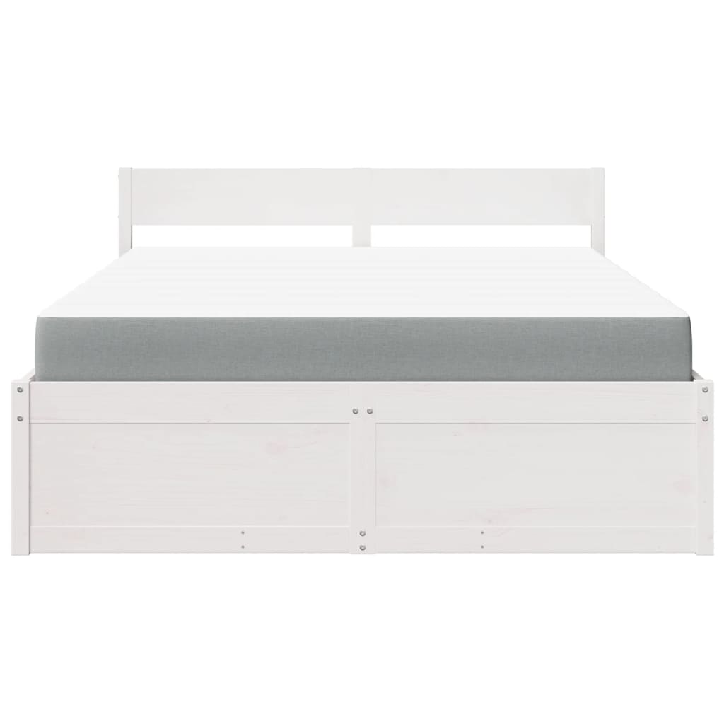 vidaXL Bed with Drawers and Mattress White 140x200 cm Solid Wood Pine