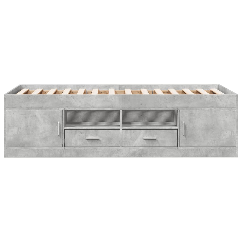 vidaXL Daybed with Drawers without Mattress Concrete Grey 75x190 cm Small Single