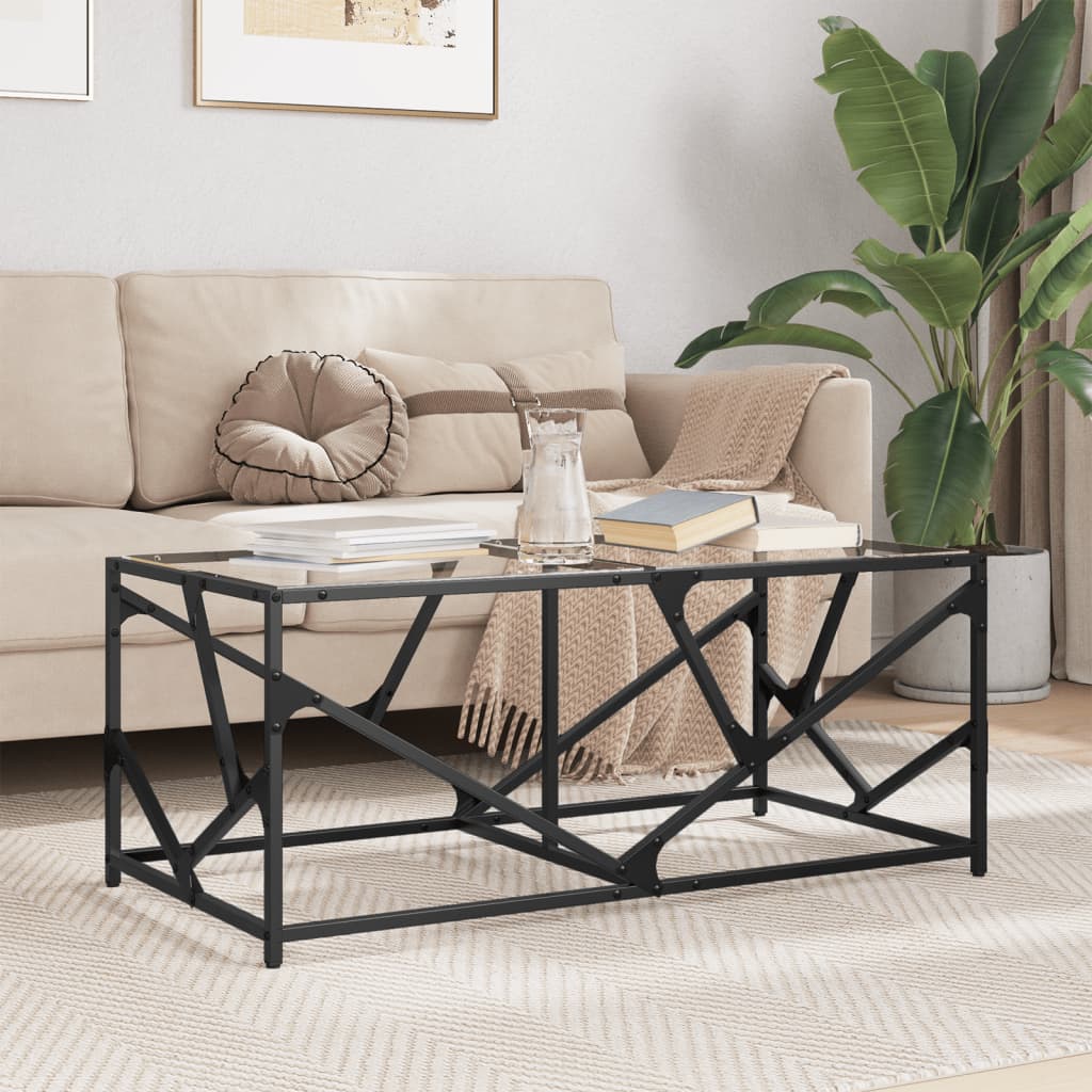 vidaXL Coffee Table with Transparent Glass Top 98.5x50x41 cm Steel