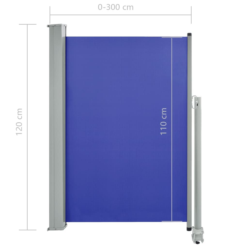 vidaXL Patio Retractable Side Awning 120x300 cm Blue