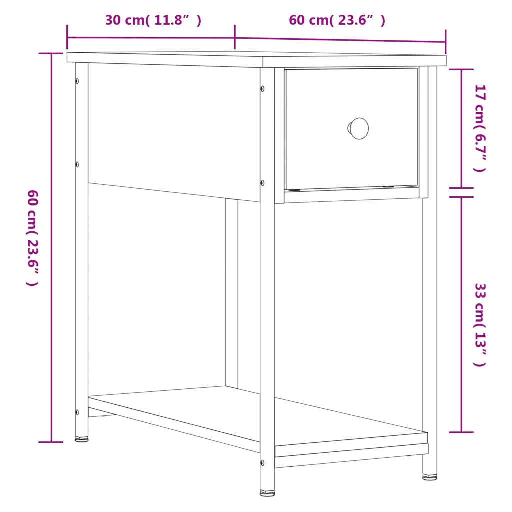 vidaXL Bedside Cabinet Grey Sonoma 30x60x60 cm Engineered Wood