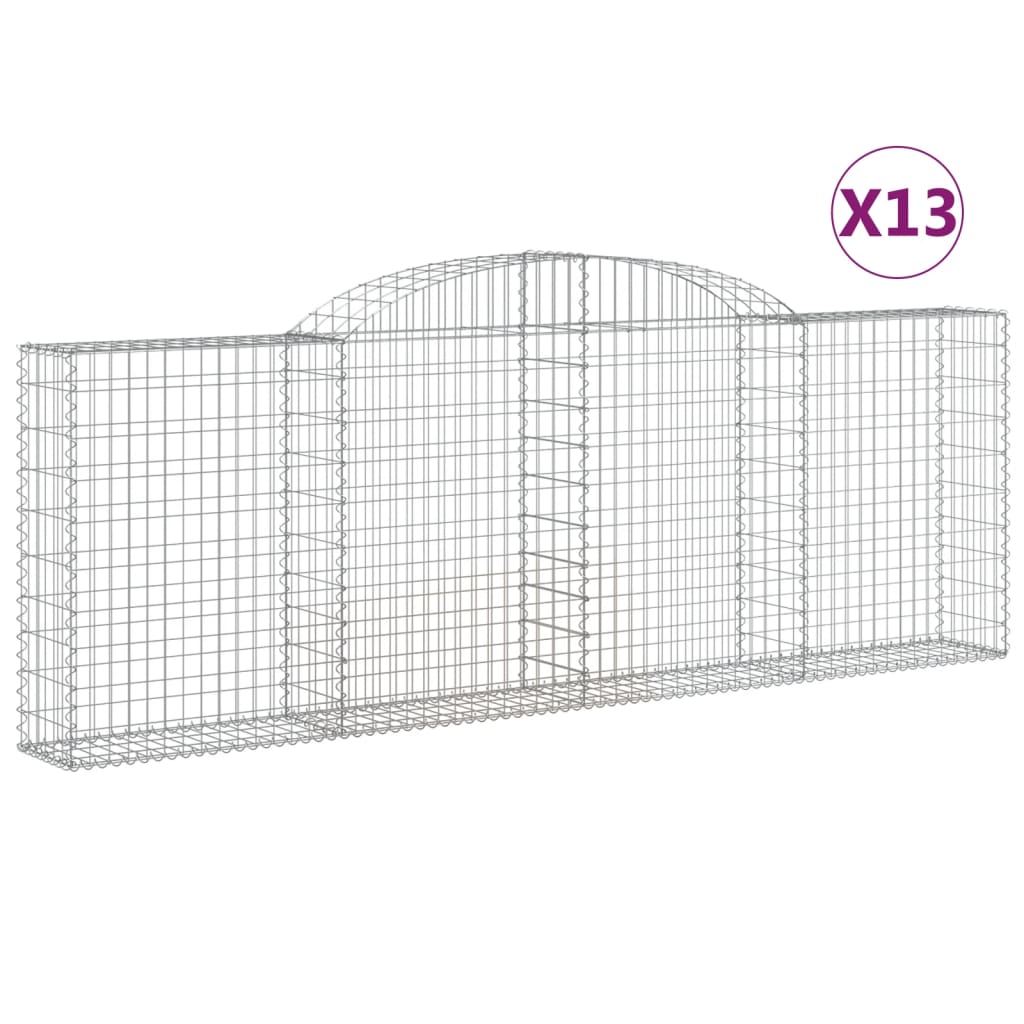 vidaXL Arched Gabion Baskets 13 pcs 300x30x100/120 cm Galvanised Iron