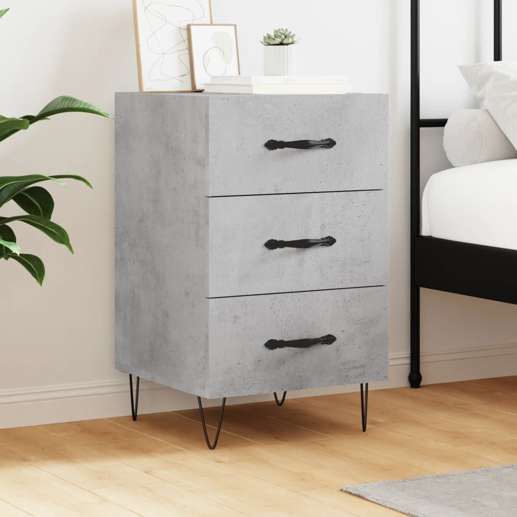 vidaXL Bedside Cabinet Concrete Grey 40x40x66 cm Engineered Wood