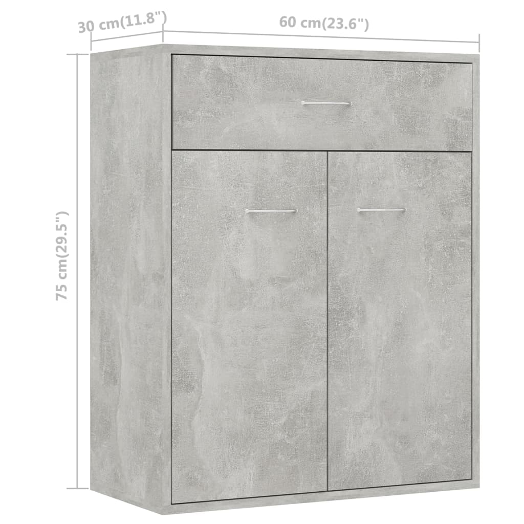 vidaXL Sideboard Concrete Grey 60x30x75 cm Engineered Wood