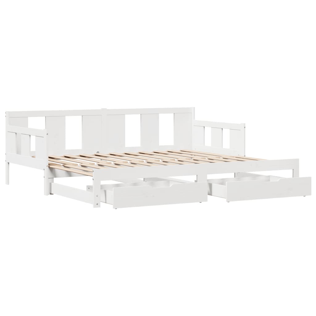 vidaXL Daybed with Trundle and Drawers without Mattress White 80x200 cm