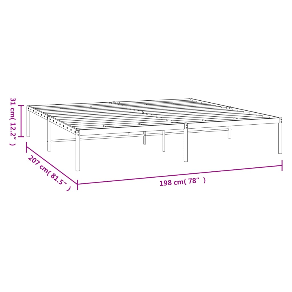 vidaXL Metal Bed Frame without Mattress White 193x203 cm