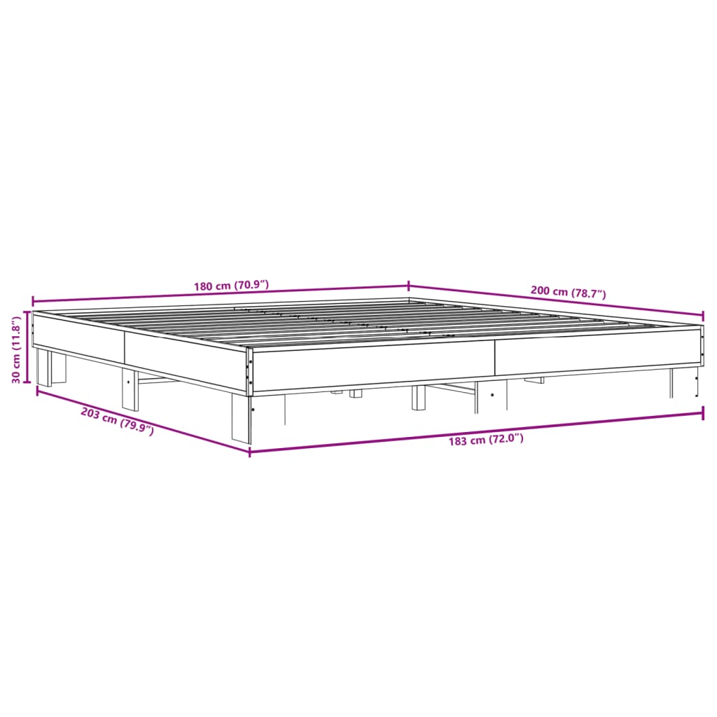 vidaXL Bed Frame without Mattress Smoked Oak 180x200 cm Super King