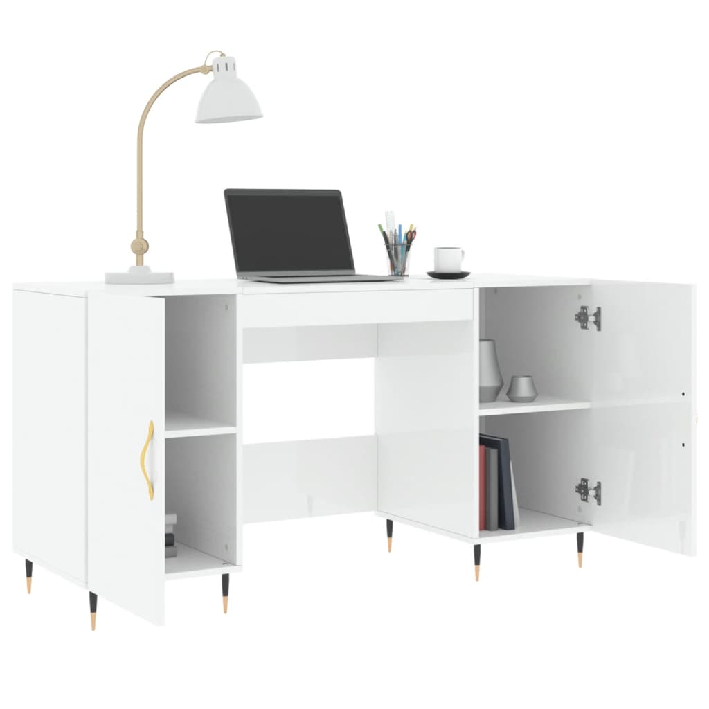 vidaXL Desk High Gloss White 140x50x75 cm Engineered Wood