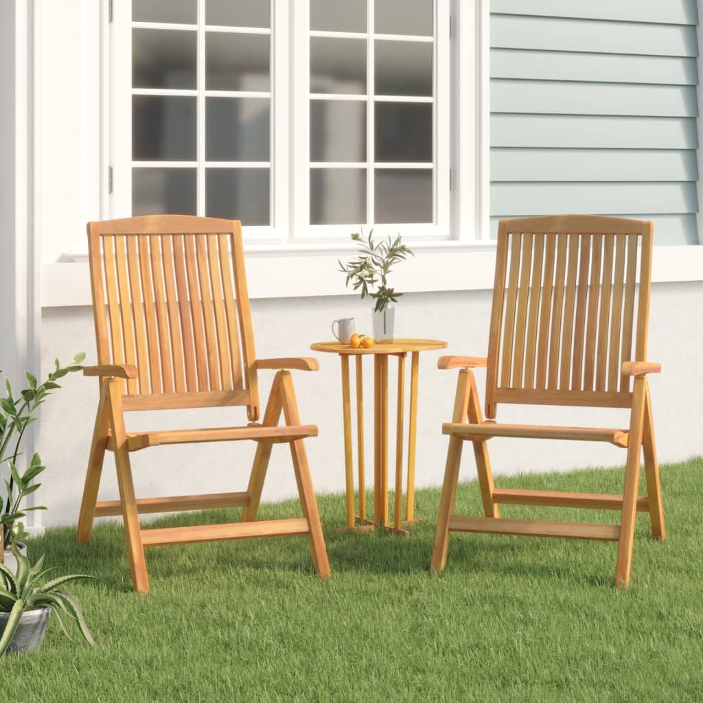 vidaXL Reclining Garden Chair 2 pcs Solid Wood Teak