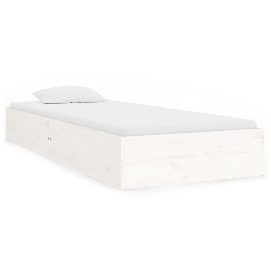 vidaXL Bed Frame without Mattress White Solid Wood 75x190 cm Small Single