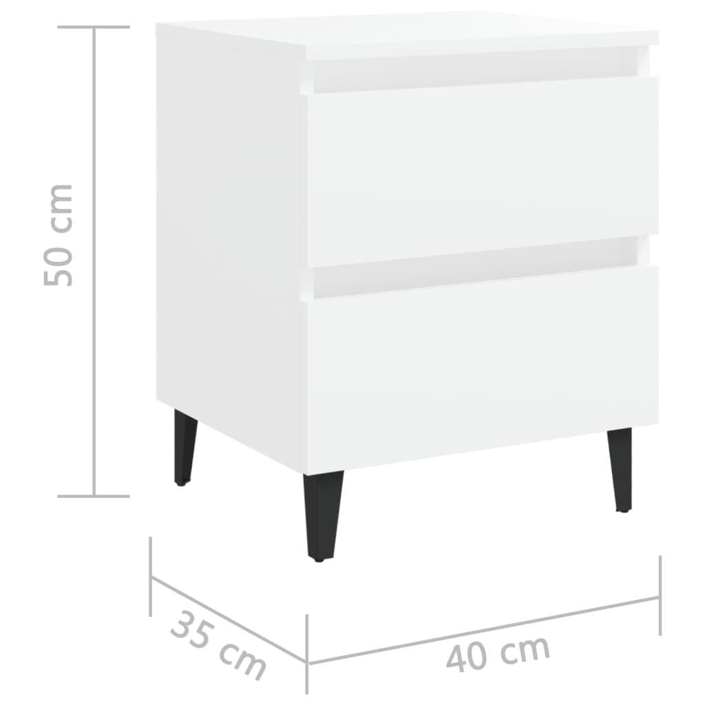 vidaXL Bed Cabinets 2 pcs White 40x35x50 cm Engineered Wood