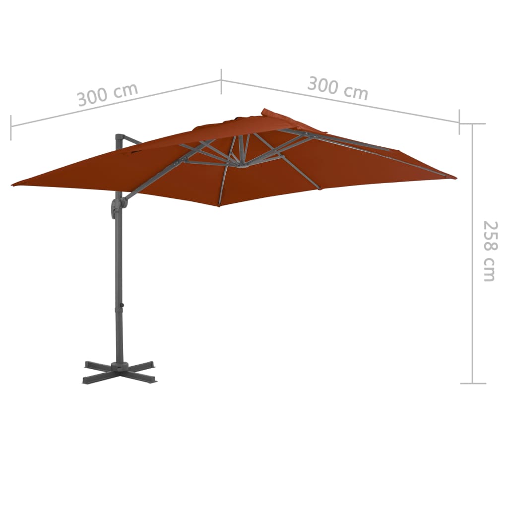 vidaXL Cantilever Garden Parasol with Aluminium Pole Terracotta 300x300 cm