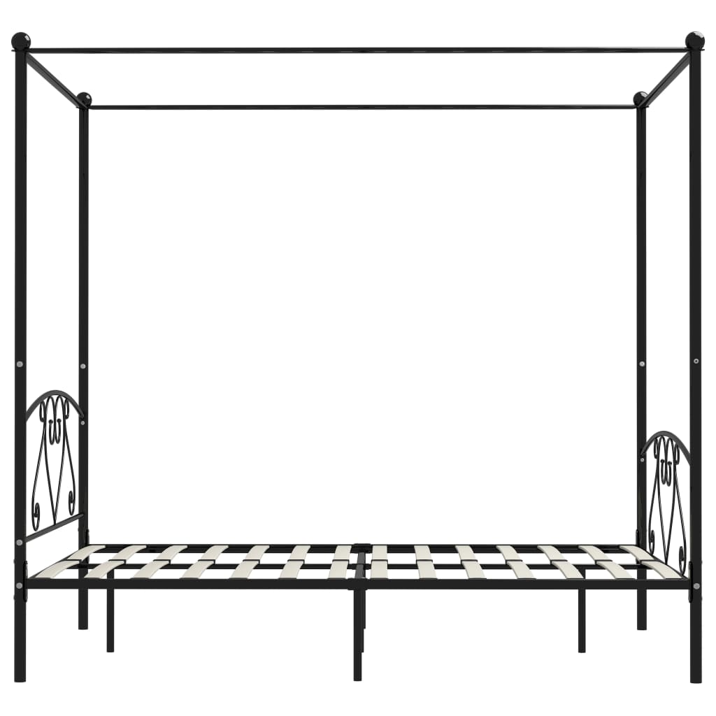 vidaXL Bed Frame without Mattress with Canopy Black 140x200 cm Metal