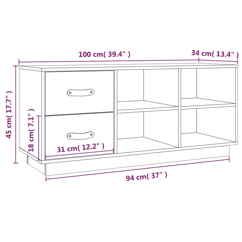 vidaXL Shoe Bench Grey 100x34x45 cm Solid Wood Pine