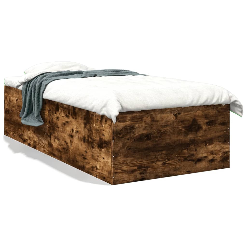 vidaXL Bed Frame Smoked Oak 100x200 cm Engineered Wood