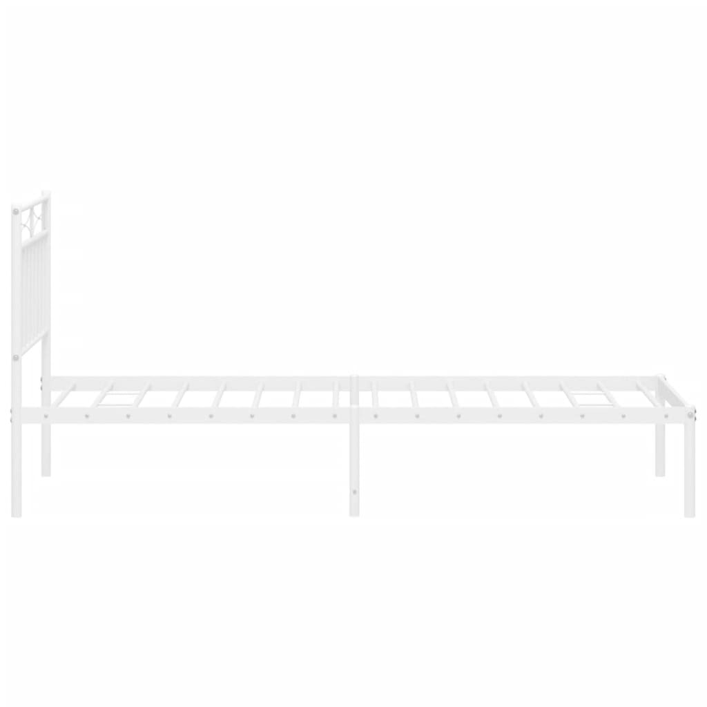 vidaXL Metal Bed Frame without Mattress with Headboard White 75x190 cm Small Single