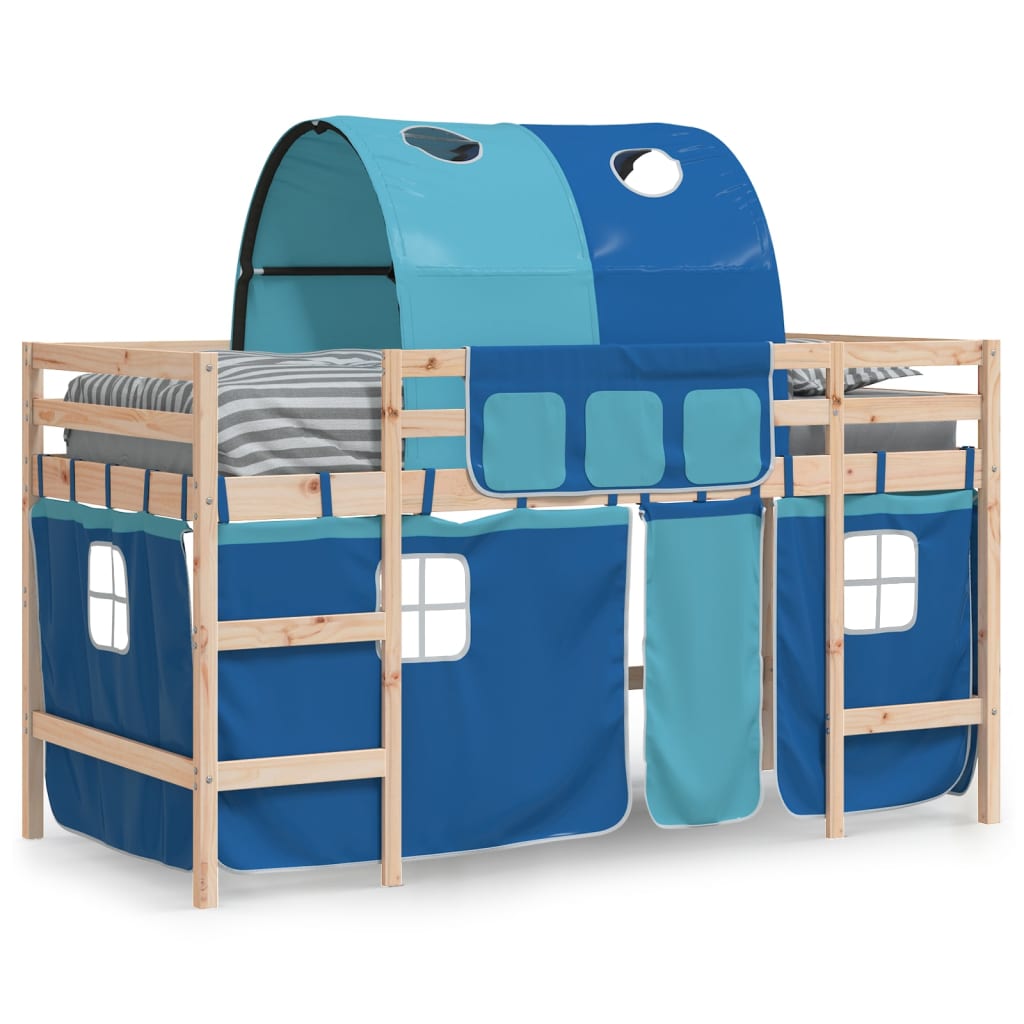 vidaXL Kids' Loft Bed with Tunnel without Mattress Blue 80x200 cm