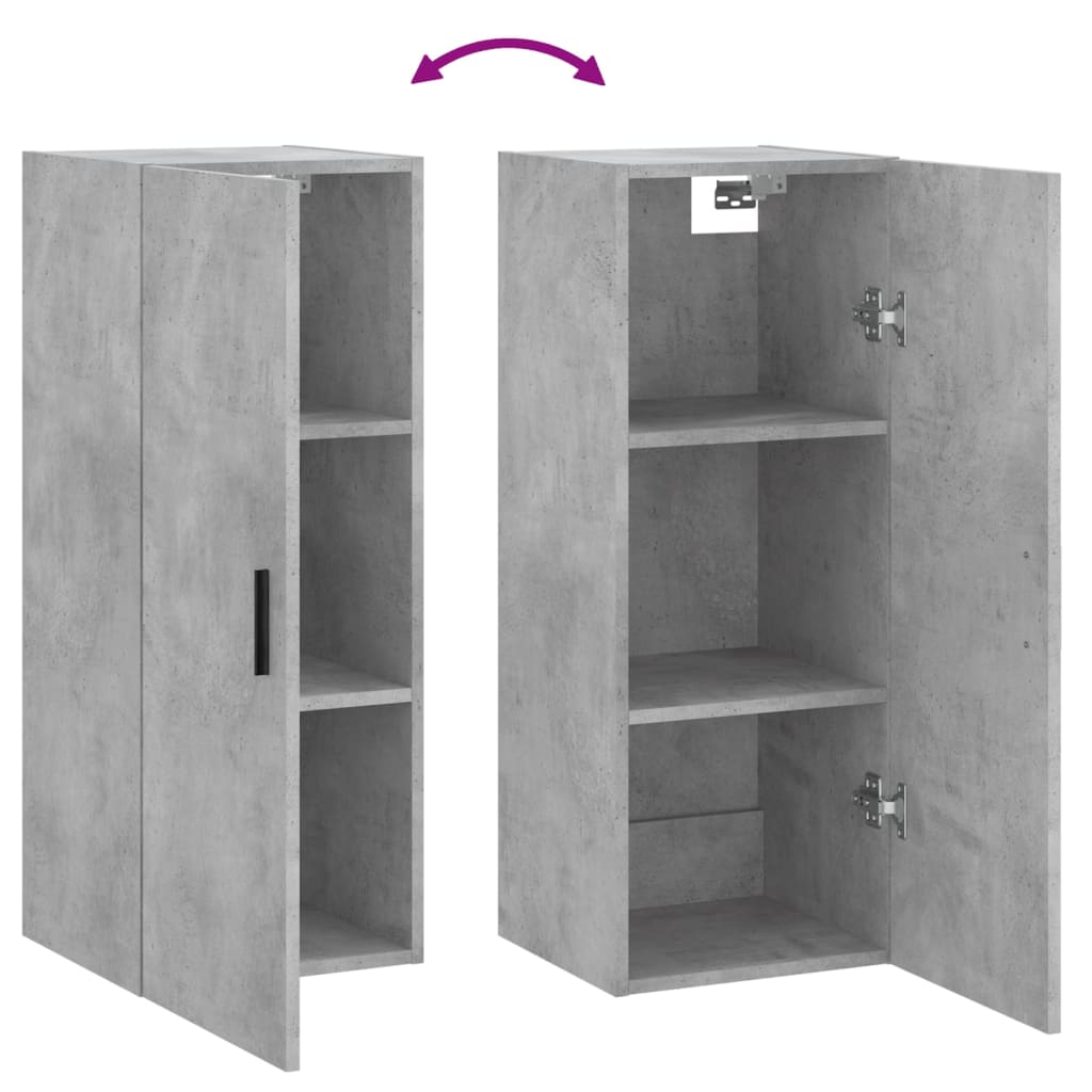 vidaXL Wall Mounted Cabinet Concrete Grey 34.5x34x90 cm