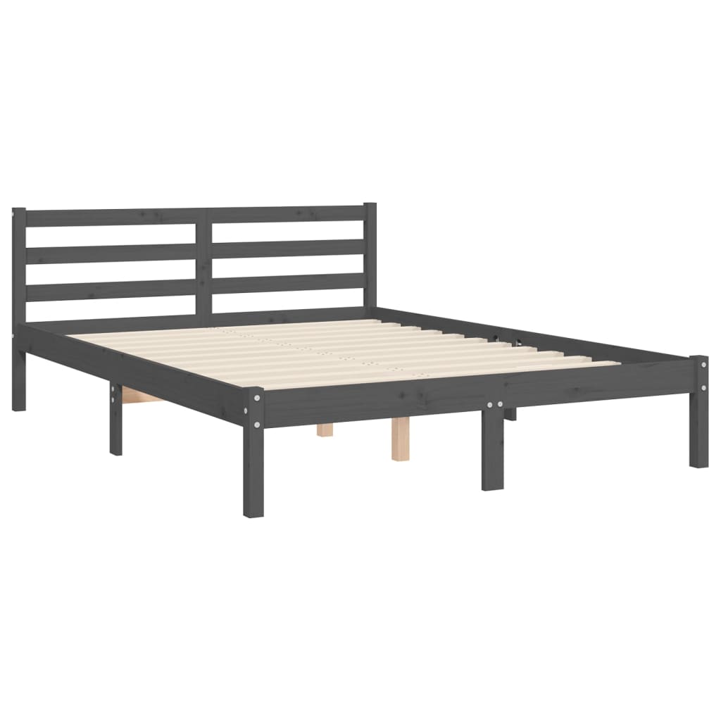 vidaXL Bed Frame without Mattress Grey 140x190 cm Solid Wood