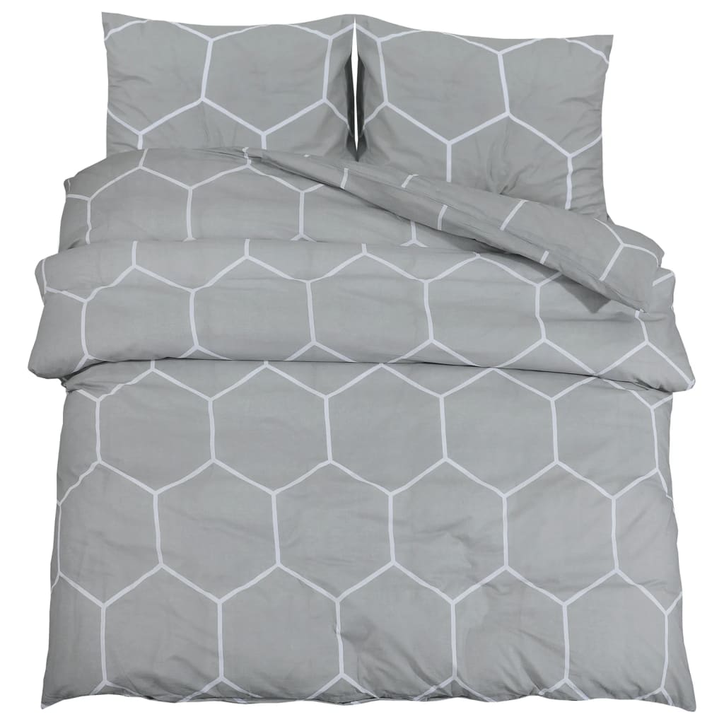 vidaXL Duvet Cover Set Grey 220x240 cm Cotton