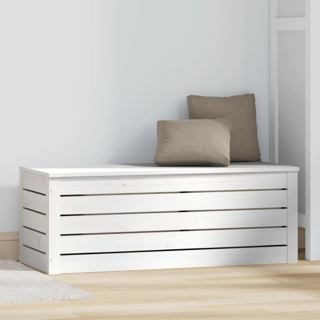 vidaXL Storage Box White 89x36.5x33 cm Solid Wood Pine