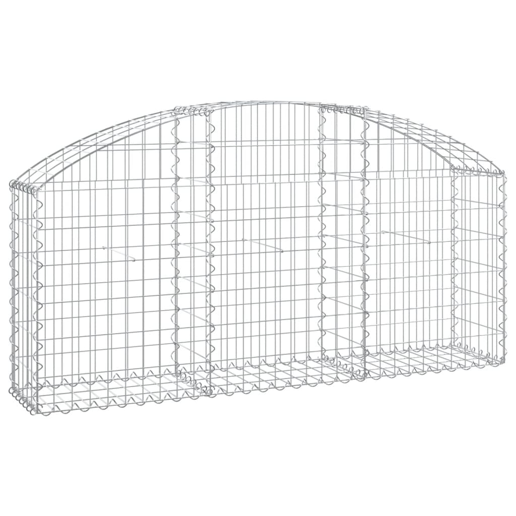 vidaXL Arched Gabion Basket 150x30x60/80 cm Galvanised Iron