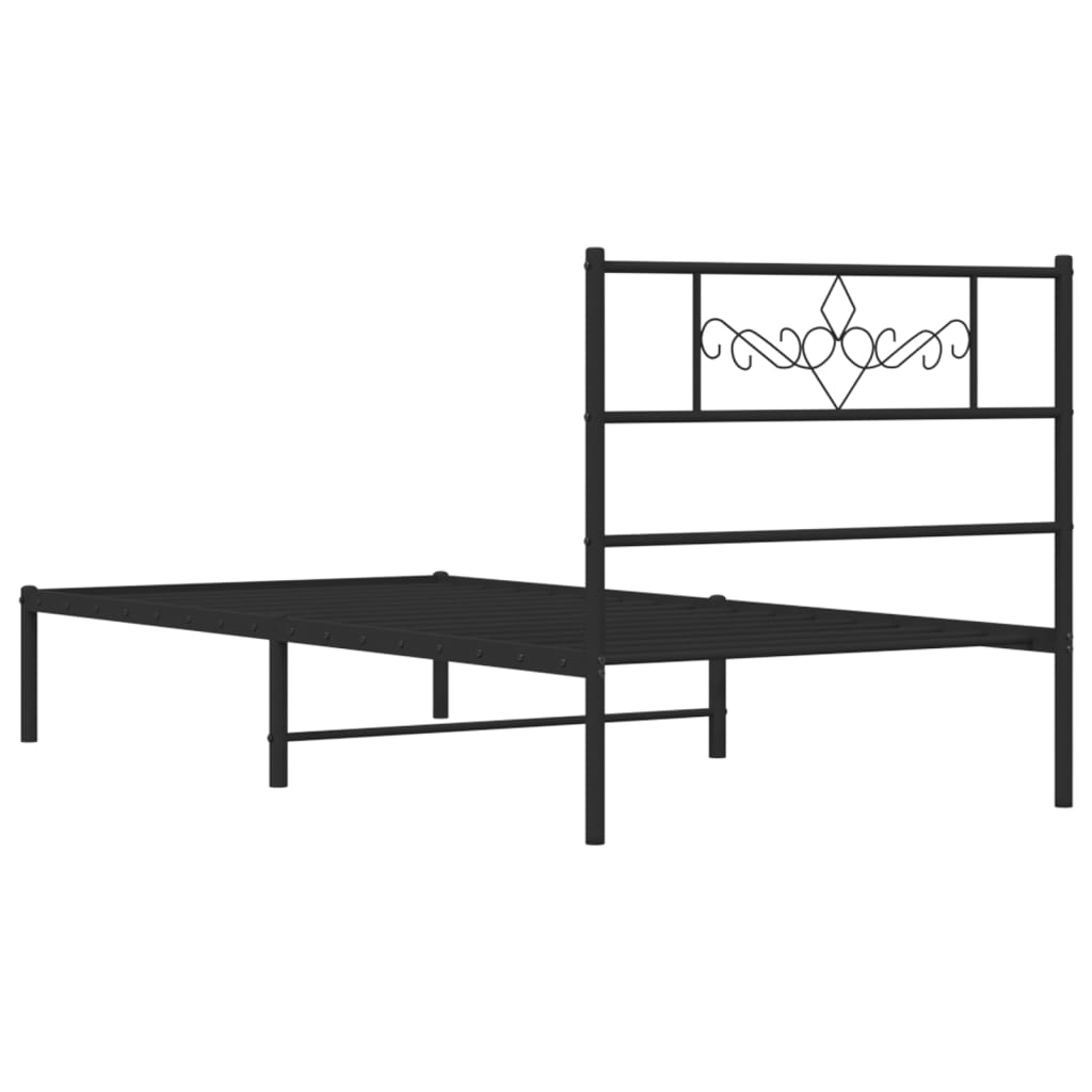 vidaXL Metal Bed Frame without Mattress with Headboard Black 100x200 cm